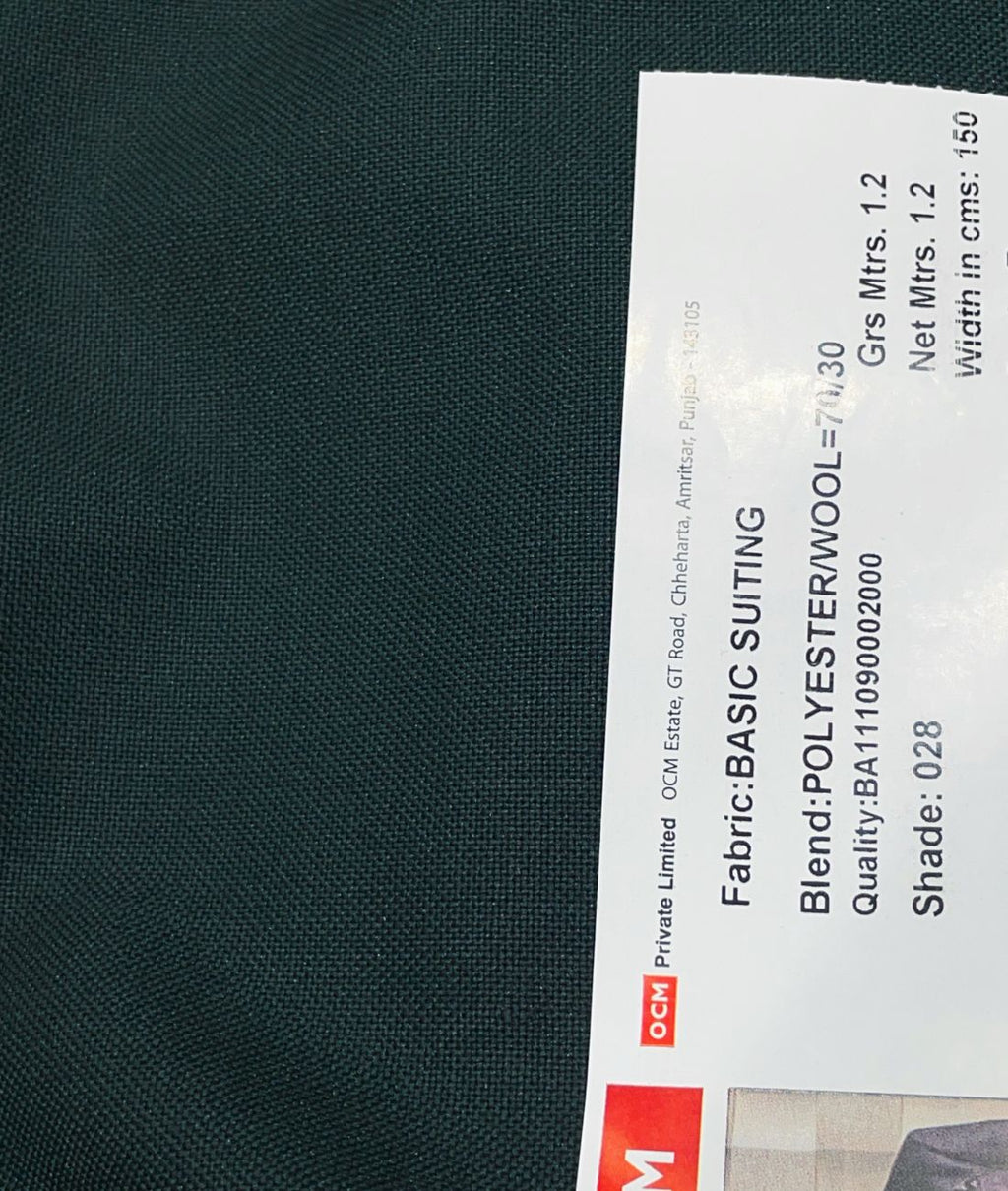 Ocm Dark Green Wool Blend Suiting Fabric