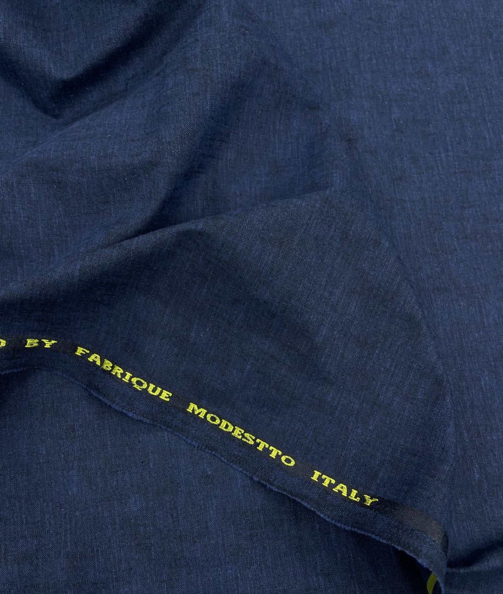 Navy Blue Linen Blend Fabric for Pant by Fabrique Modisto