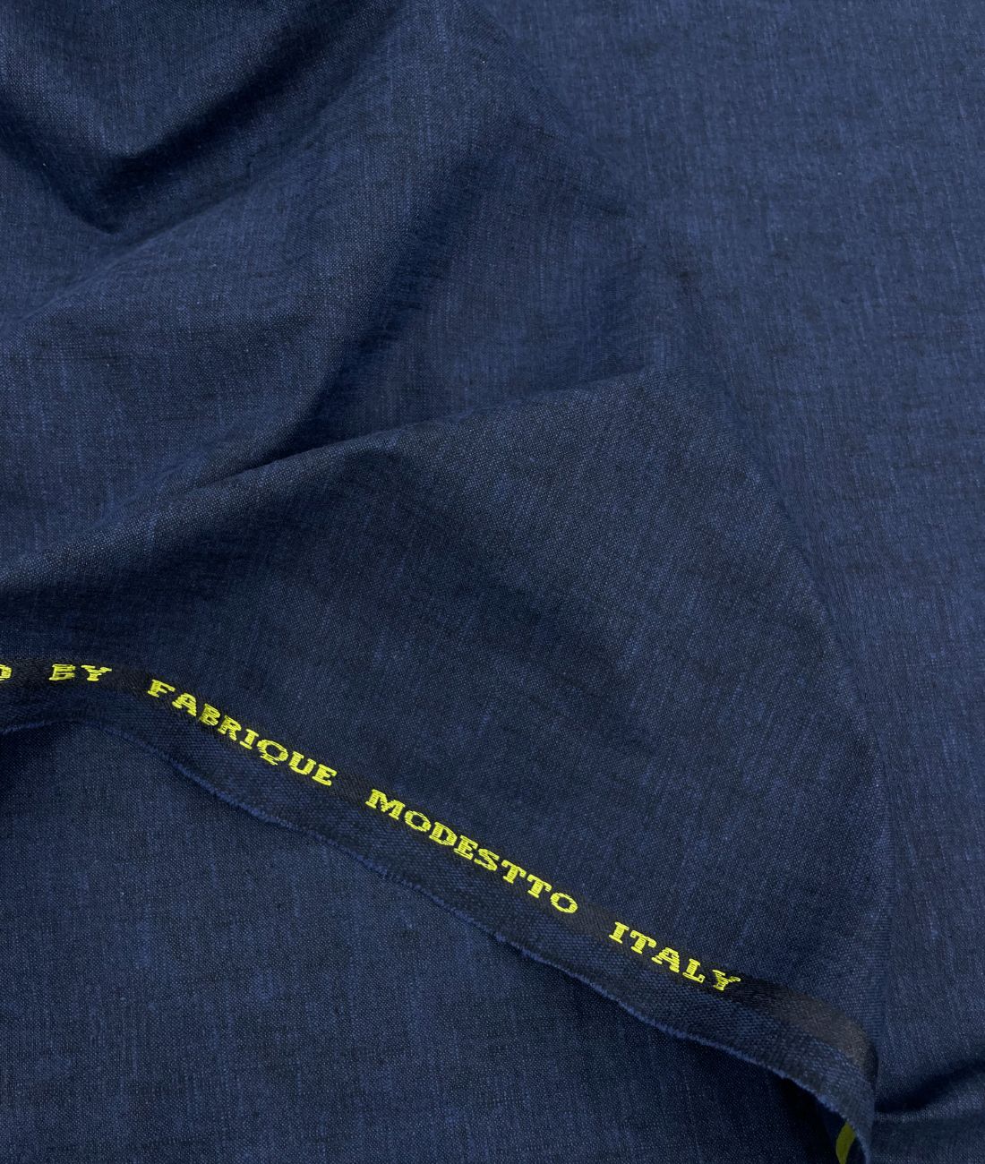 Navy Blue Linen Blend Fabric for Pant by Fabrique Modisto
