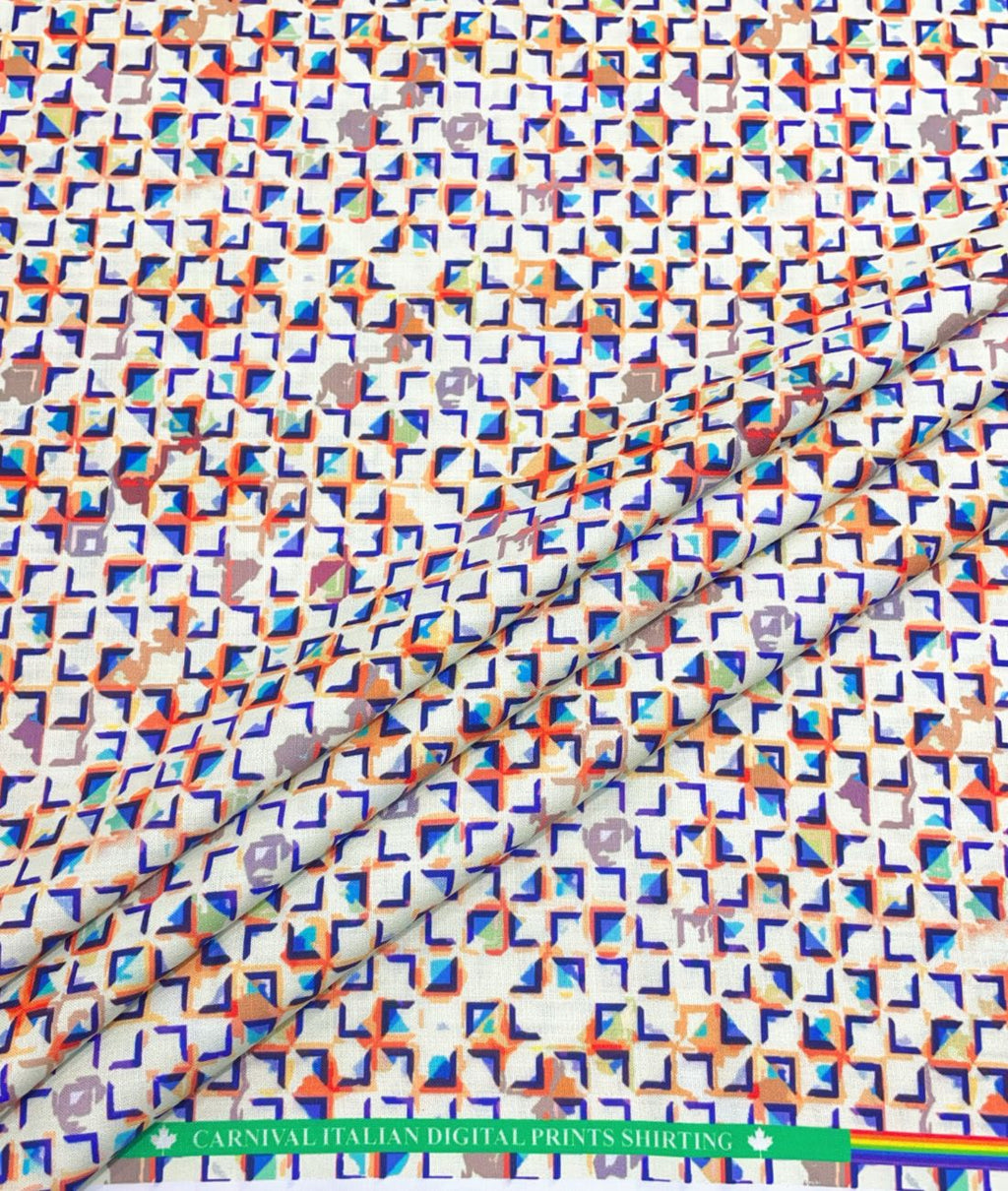 Crisp Patterned Printed Anti Wrinke Cotton Fabric for Men's Shirts & Kurta