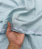 Premium Sky Blue 70s Lea Linen Blend Fabric