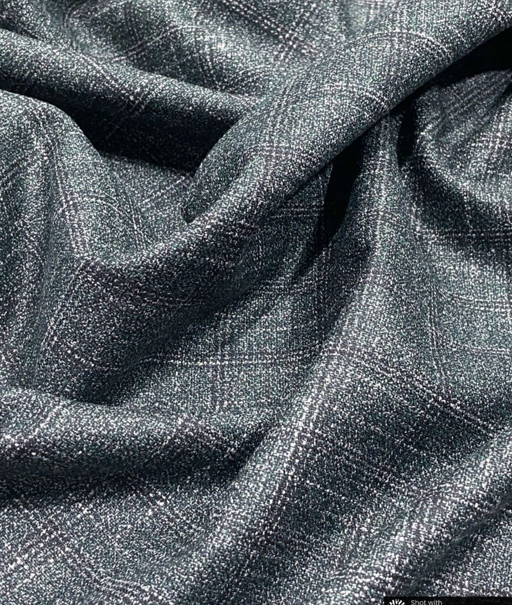 Spaadaa 150s Green Cashmere Wool Blend Checks Fabric