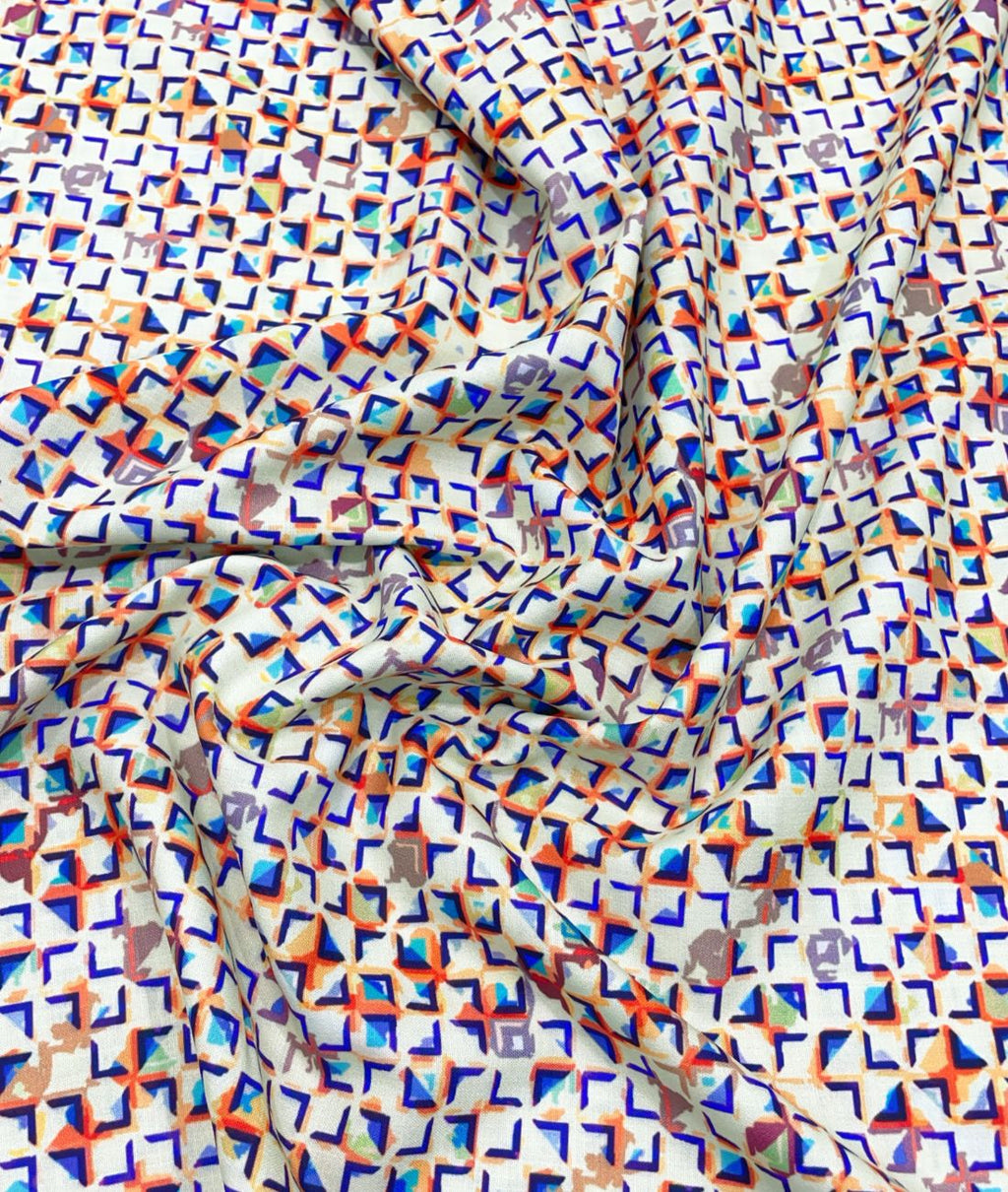 Crisp Patterned Printed Anti Wrinke Cotton Fabric for Men's Shirts & Kurta