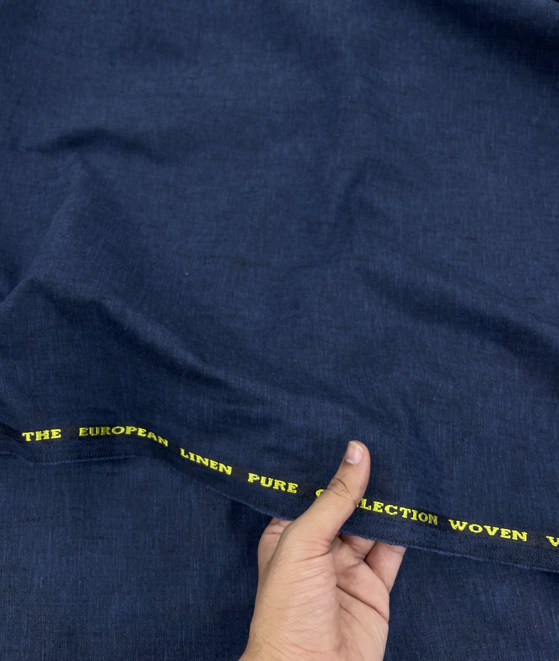 Navy Blue Linen Blend Fabric for Pant by Fabrique Modisto