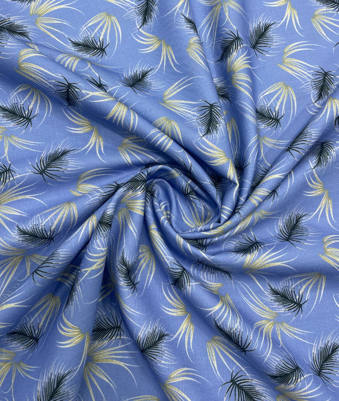 Sky Blue Printed Anti Wrinke Cotton Fabric for Men's Shirts & Kurta