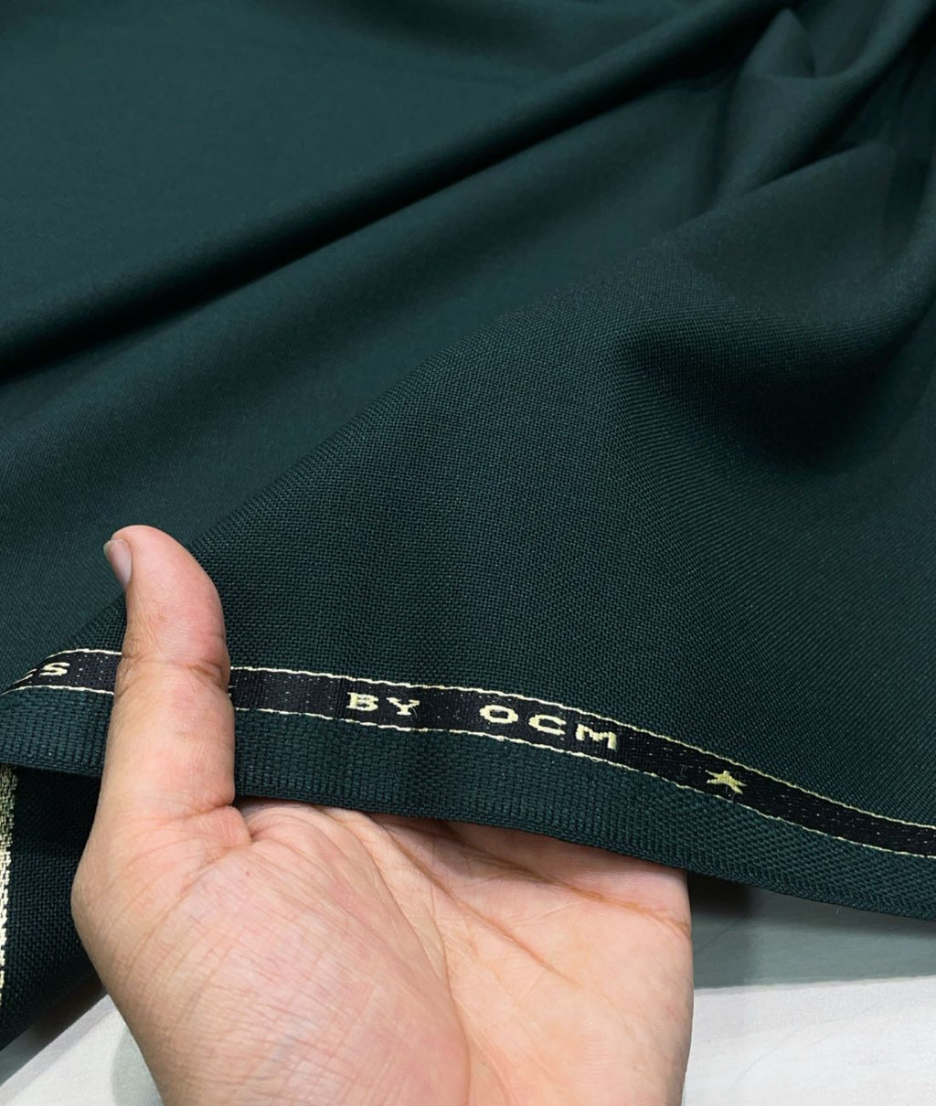 Ocm Dark Green Wool Blend Suiting Fabric
