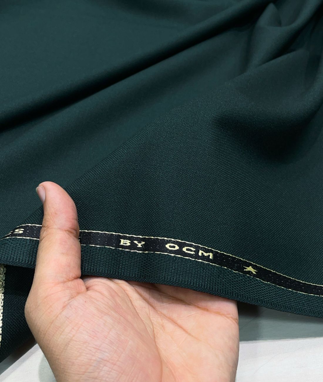 Ocm Dark Green Wool Blend Suiting Fabric