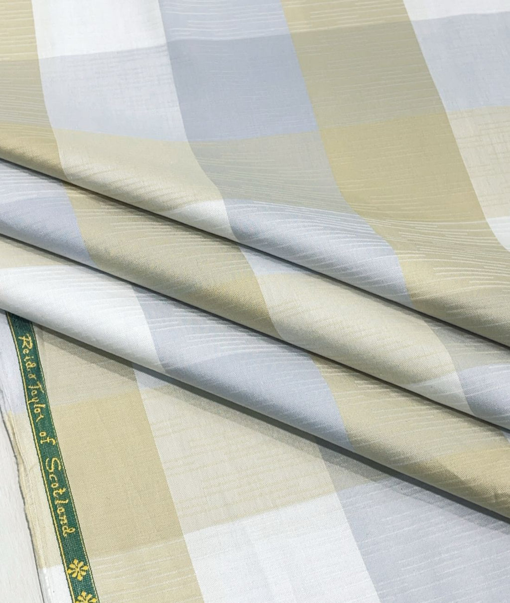 Reid & Taylor Luxury Giza Cotton Big Checks Fabric for Men's Shirt