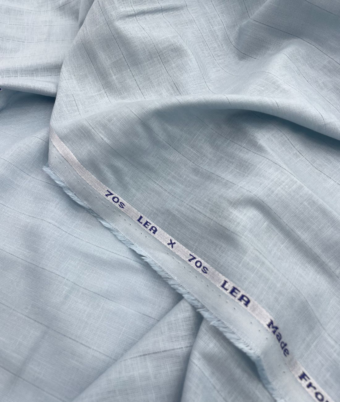 Powder Blue 70s Lea Linen Blend Fabric