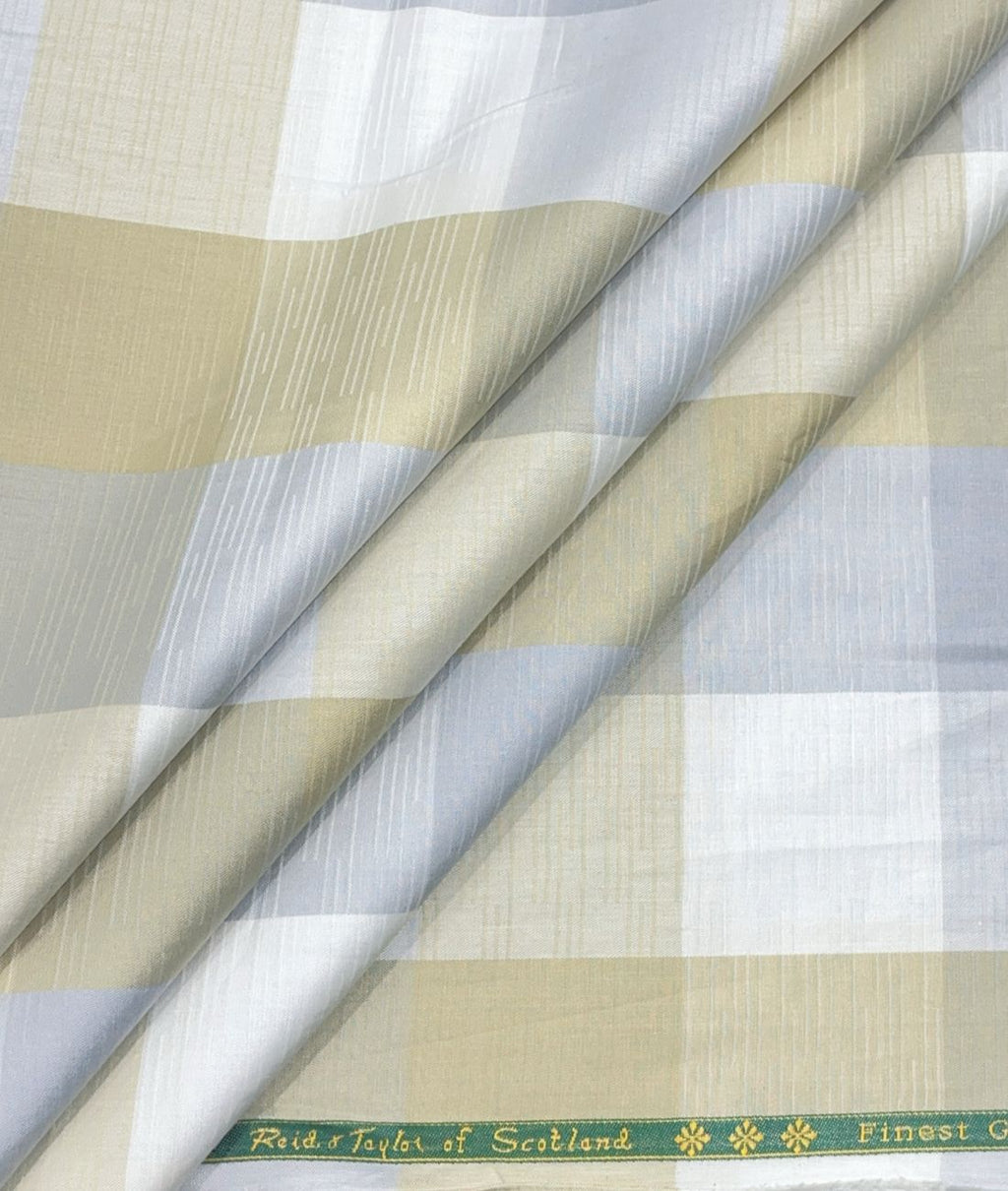 Reid & Taylor Luxury Giza Cotton Big Checks Fabric for Men's Shirt