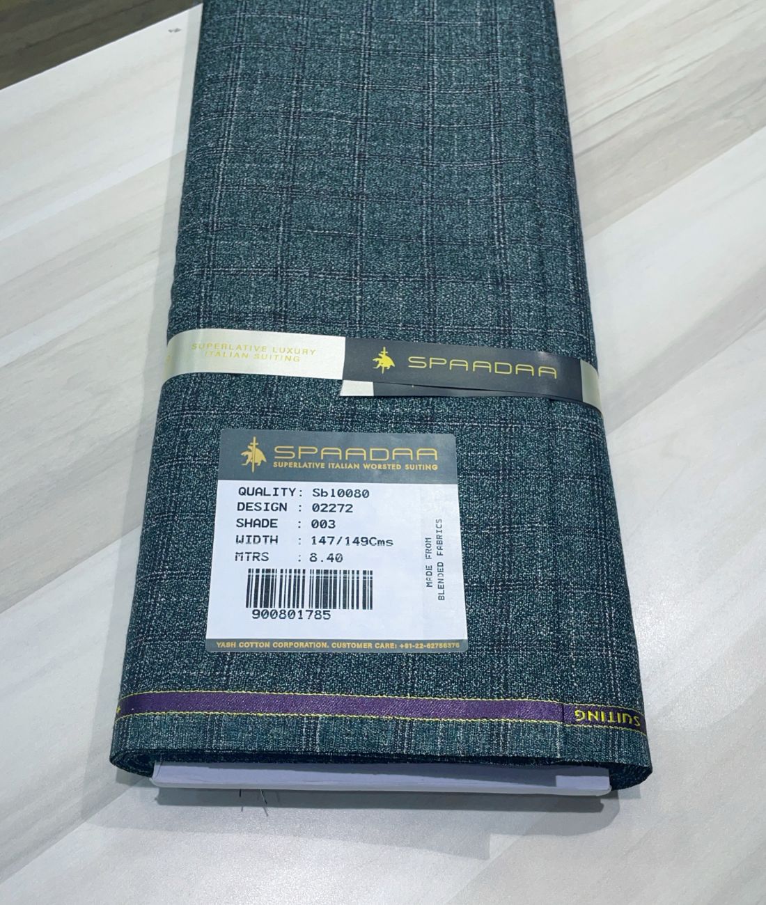 Spaadaa 150s Green Cashmere Wool Blend Checks Fabric