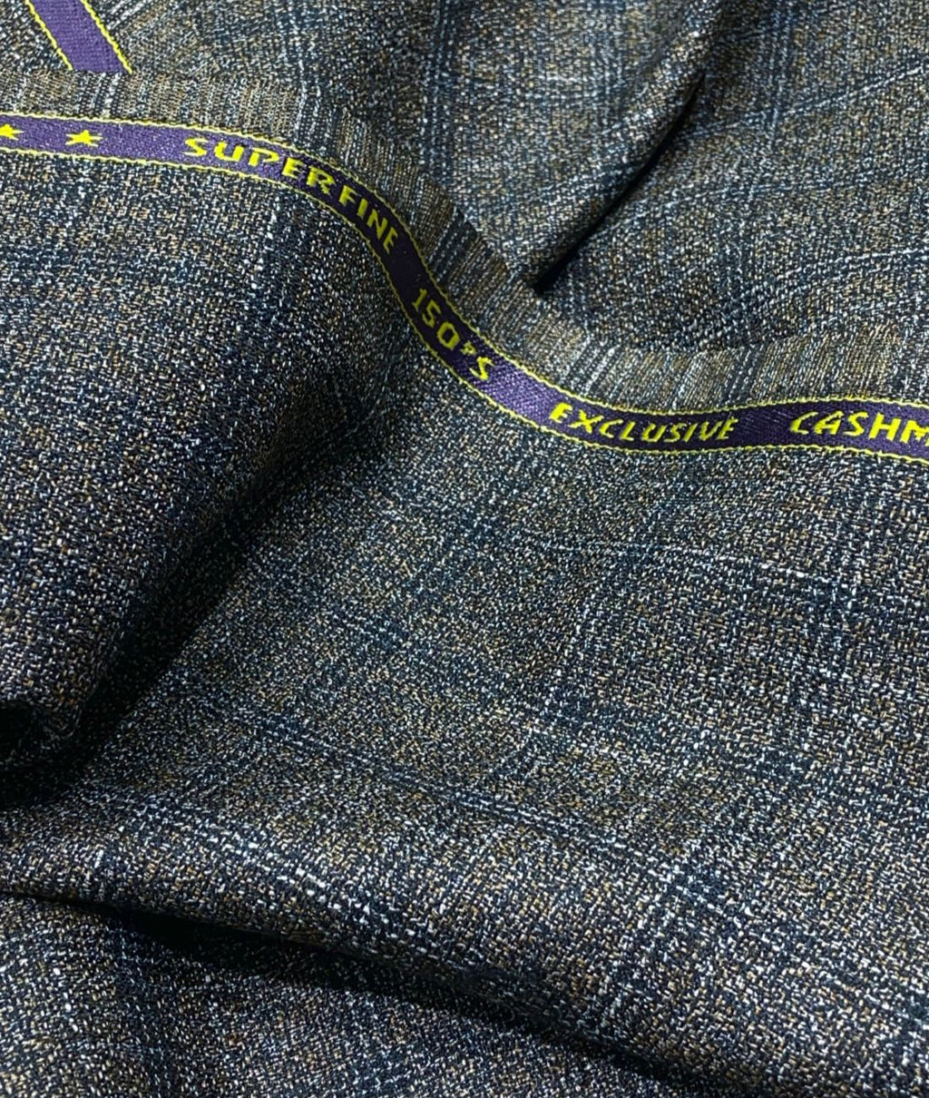 Spaadaa 180's Brown Wool Blend Checks Fabric