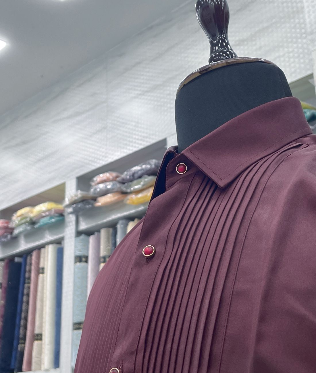 Wine Luxury Satin Tuxedo Shirt for Party or Event