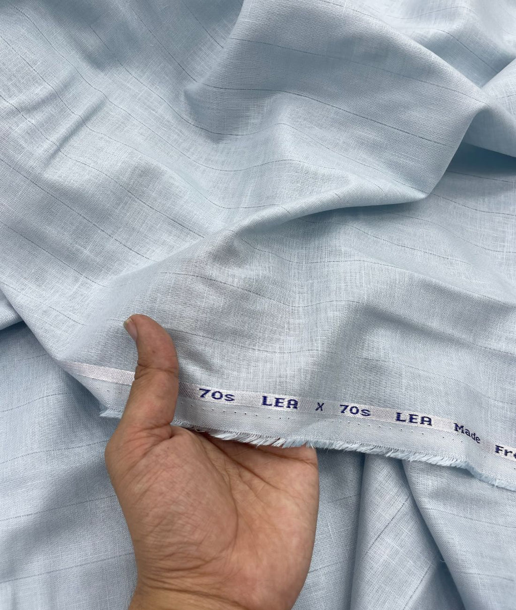 Powder Blue 70s Lea Linen Blend Fabric