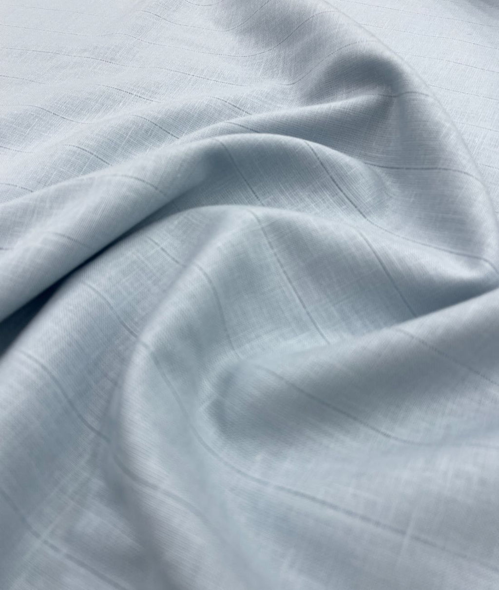 Powder Blue 70s Lea Linen Blend Fabric