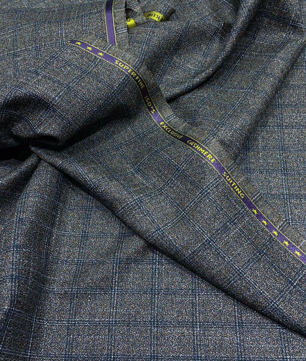 Spaadaa 180's Brown Wool Blend Checks Fabric