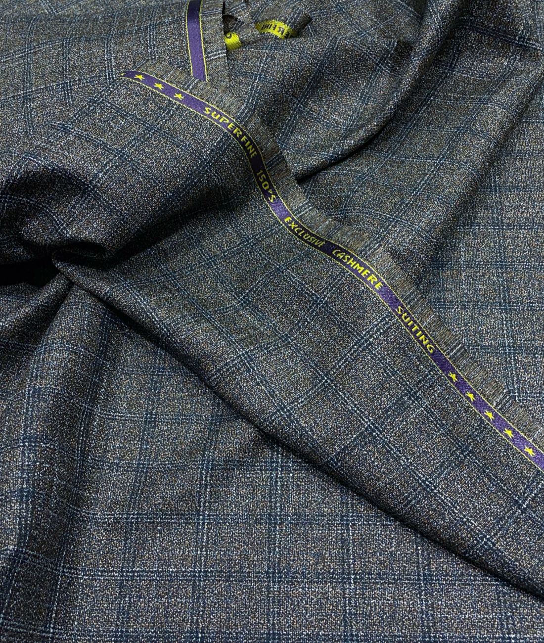 Spaadaa 180's Brown Wool Blend Checks Fabric