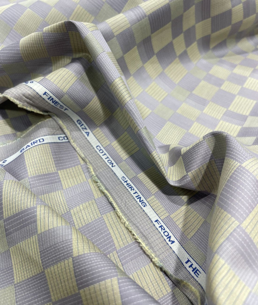 Burgoyne Luxury Blocks Checks Pattern Giza Cotton Fabric for Men's Shirt