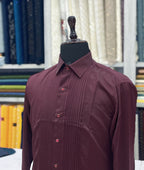 Wine Luxury Satin Tuxedo Shirt for Party or Event