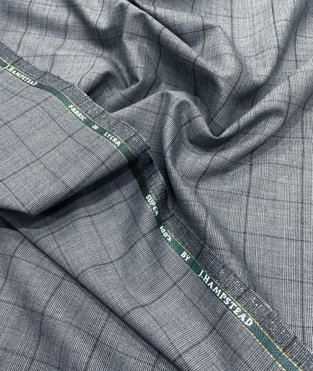 J.Hampstead Super 100's Counts Lycra Checkered Suiting Fabric for Suits & Pants