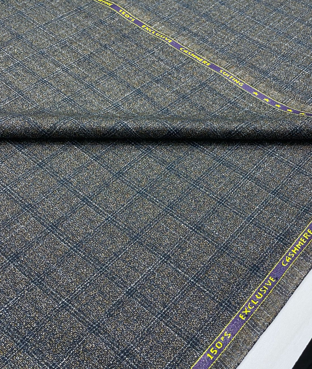 Spaadaa 180's Brown Wool Blend Checks Fabric