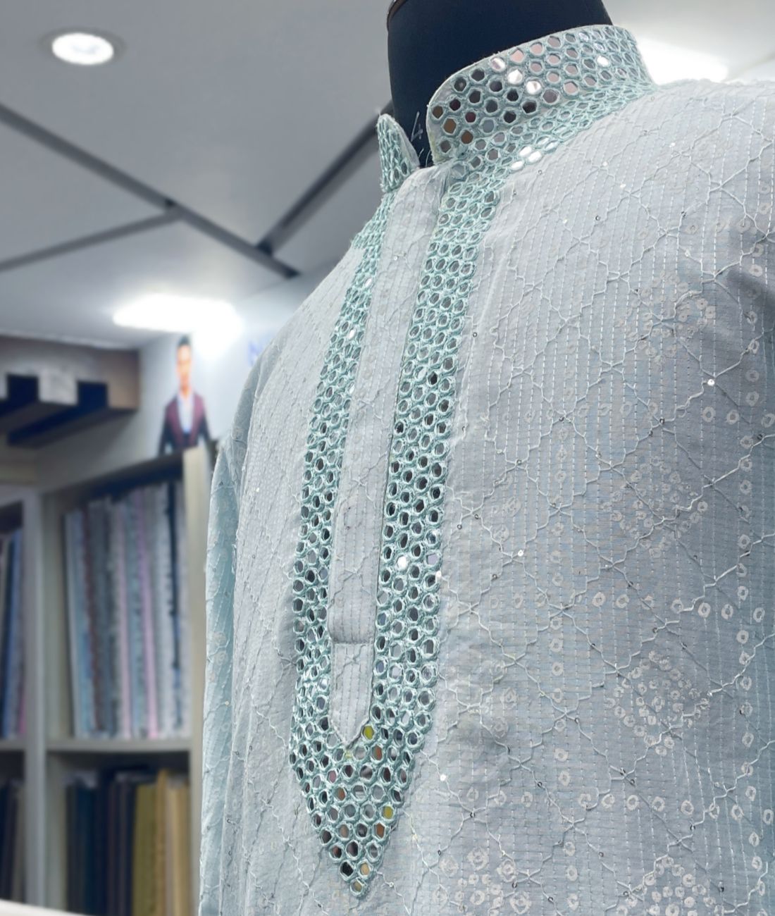 Real Mirror Work Luxury Hand Embroidered Kurta