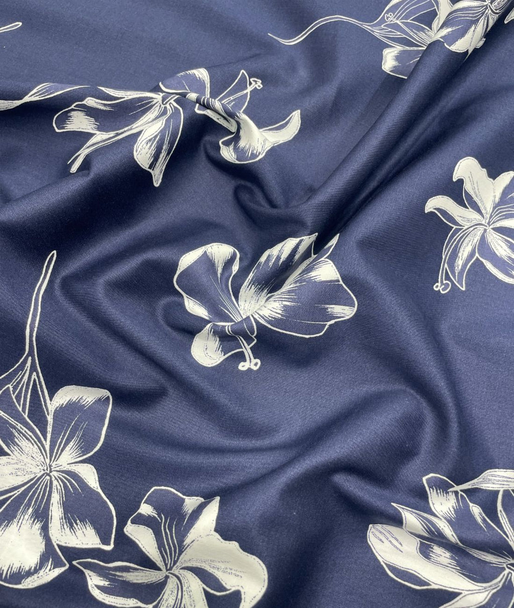 Brunello Ferragamo Flower Print Premium Giza Cotton Fabric for Men's Shirt