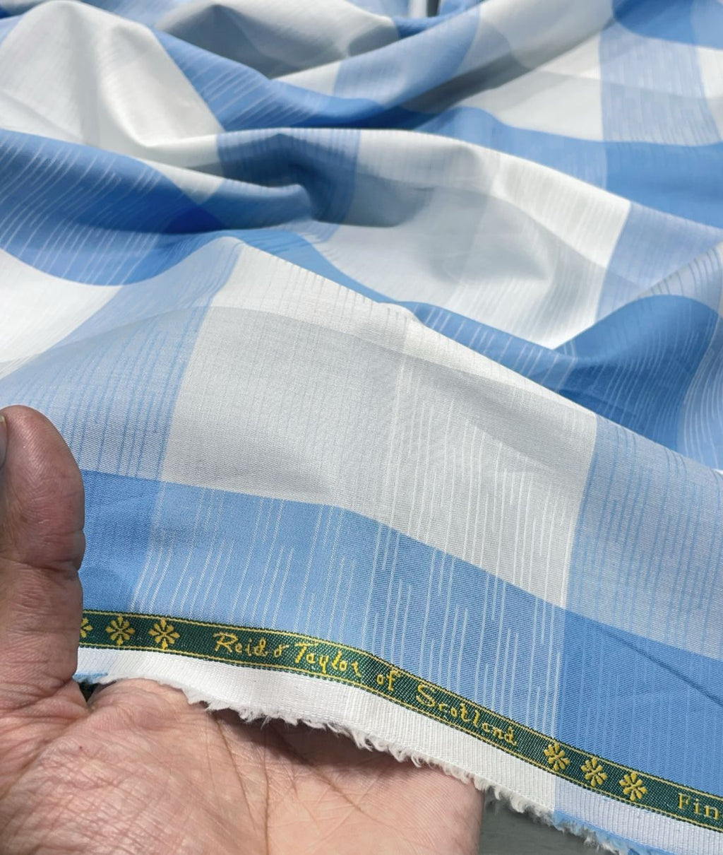 Reid & Taylor Luxury Giza Cotton Big Checks Fabric for Men's Shirt