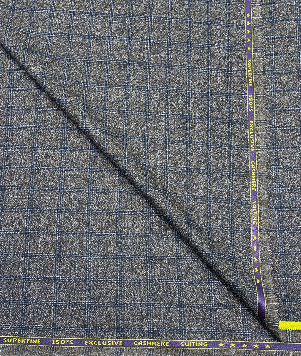 Spaadaa 180's Brown Wool Blend Checks Fabric