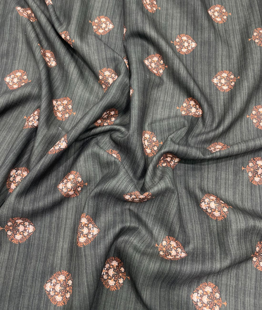 Floral Serenity Printed Anti Wrinke Cotton Fabric for Men's Shirts & Kurta