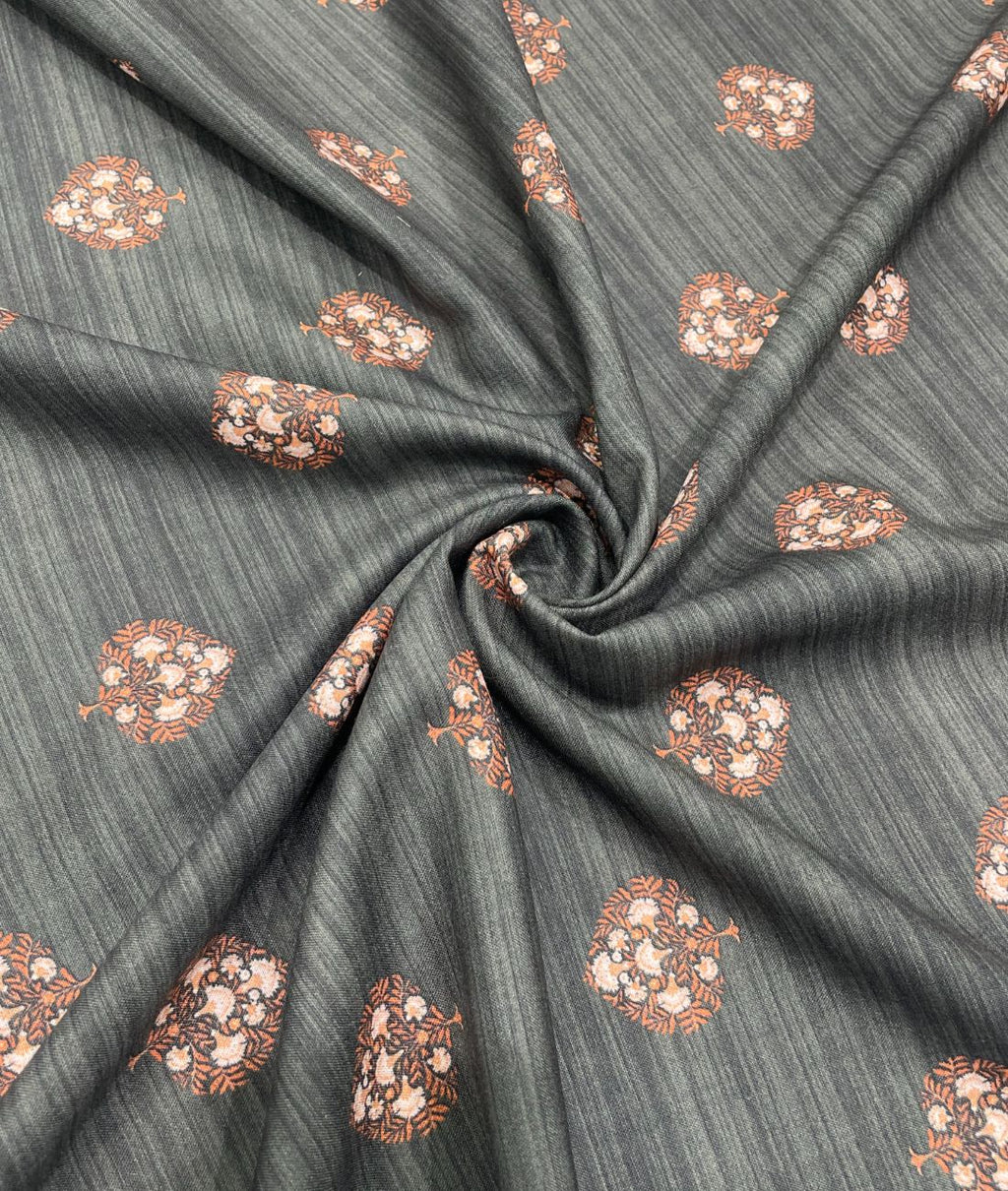 Floral Serenity Printed Anti Wrinke Cotton Fabric for Men's Shirts & Kurta