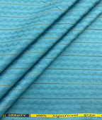 Turquoise Jacquard Giza Cotton Fabric for Shirt & Kurta
