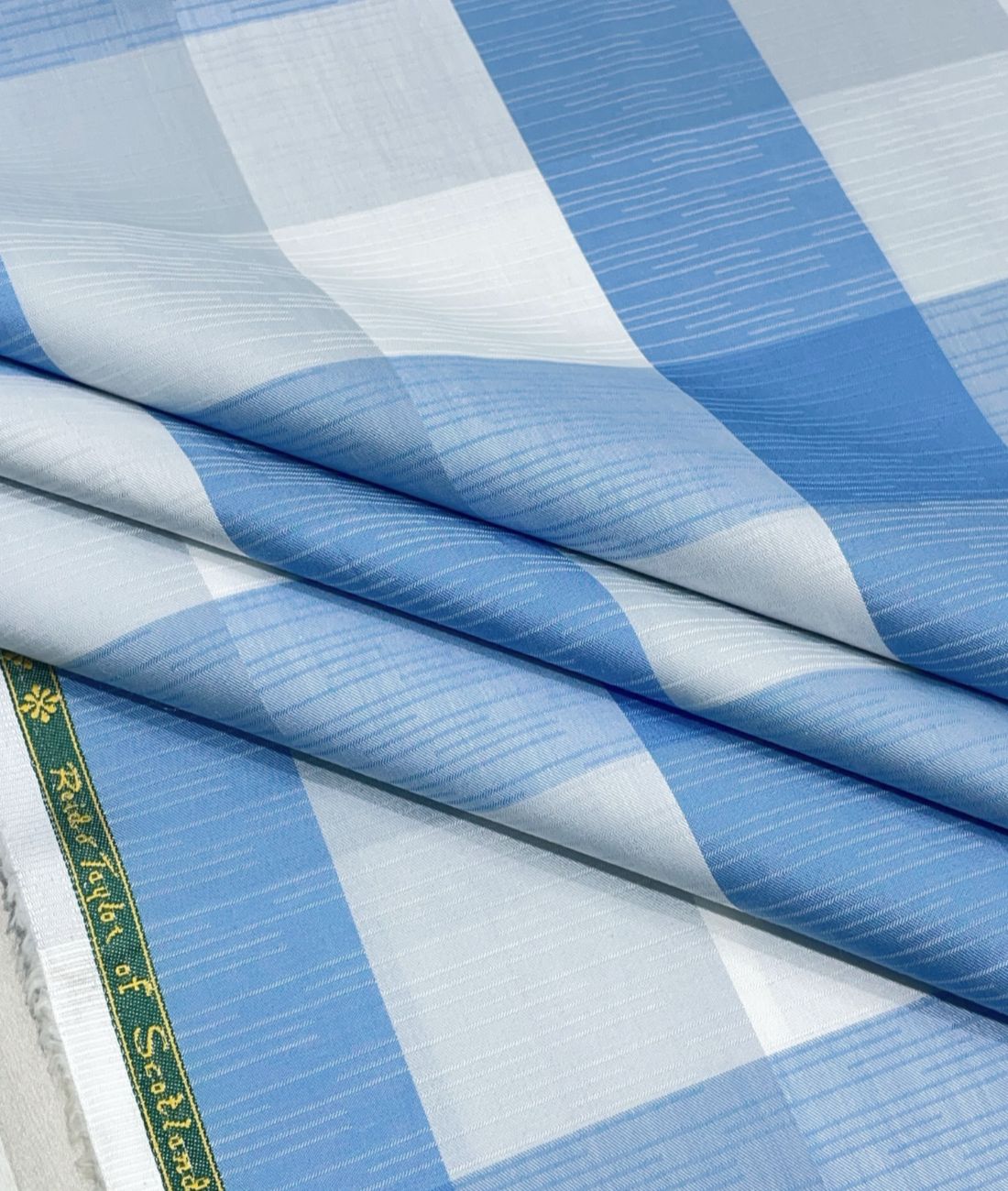 Reid & Taylor Luxury Giza Cotton Big Checks Fabric for Men's Shirt