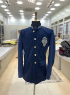 Luxury Velvet Hand Embroidered Bandhgala for Royal Wedding