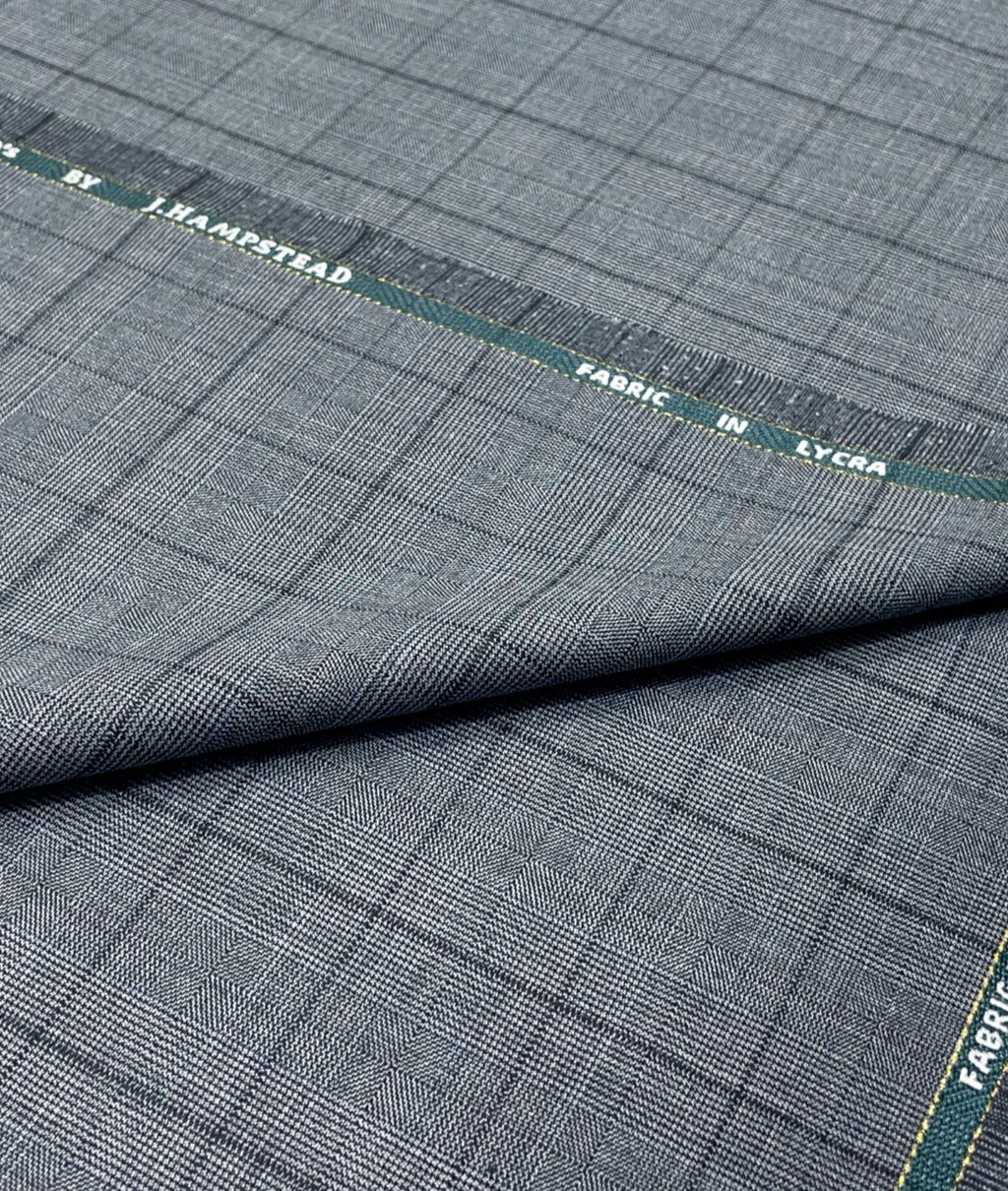 J.Hampstead Super 100's Counts Lycra Checkered Suiting Fabric for Suits & Pants