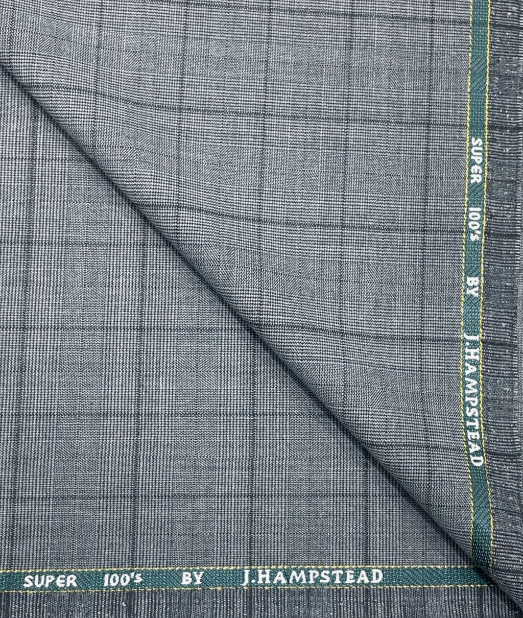 J.Hampstead Super 100's Counts Lycra Checkered Suiting Fabric for Suits & Pants