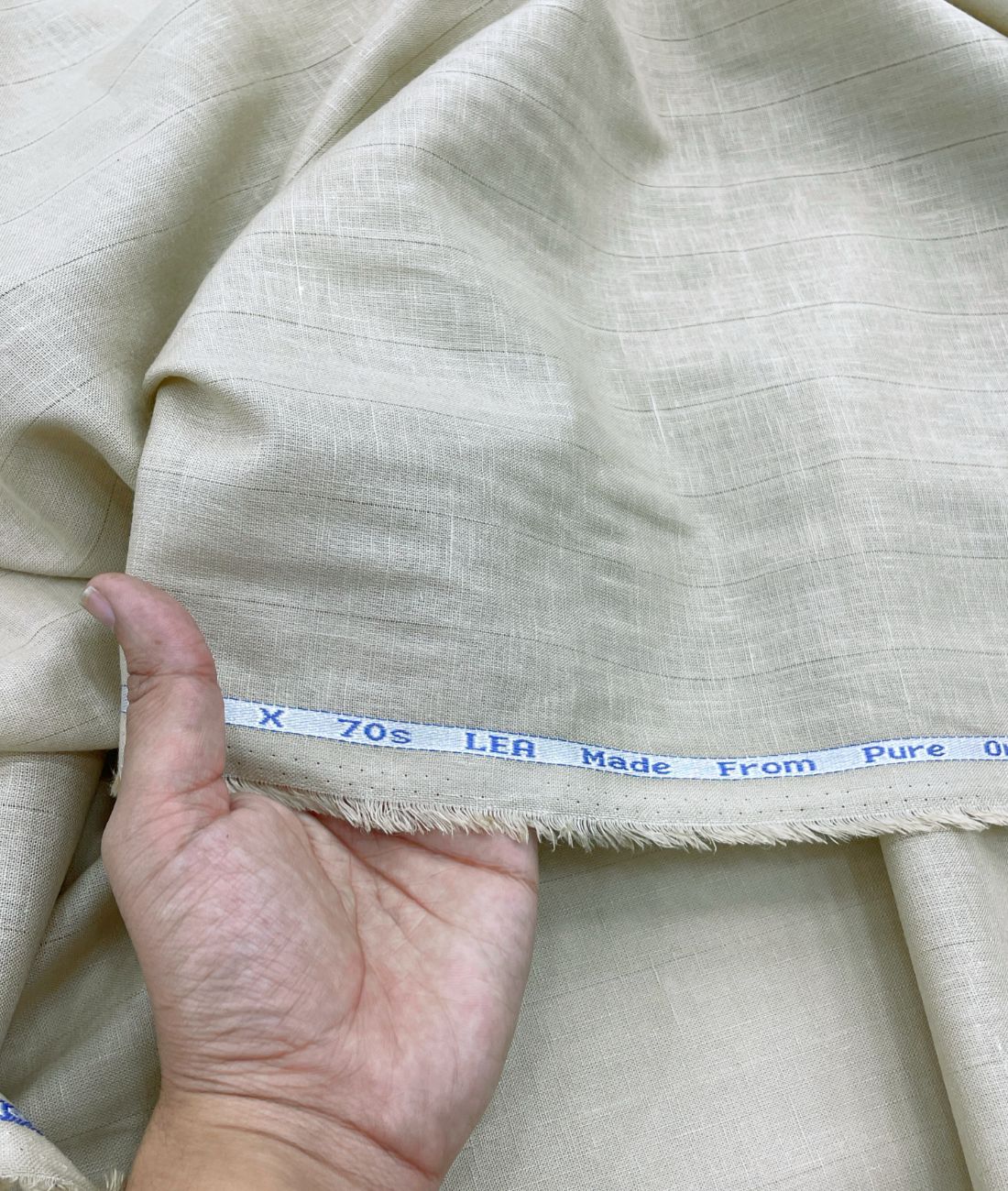 Classic Beige 70s Lea Linen Blend Fabric – Sophisticated Earthy Summer Weave