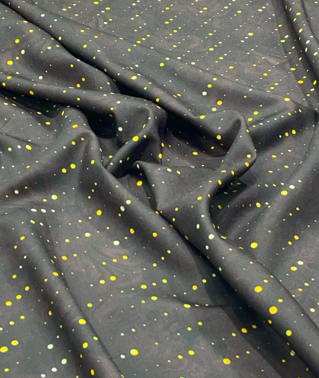 Golden Polka Dot Printed Anti Wrinke Cotton Fabric for Men's Shirts & Kurta