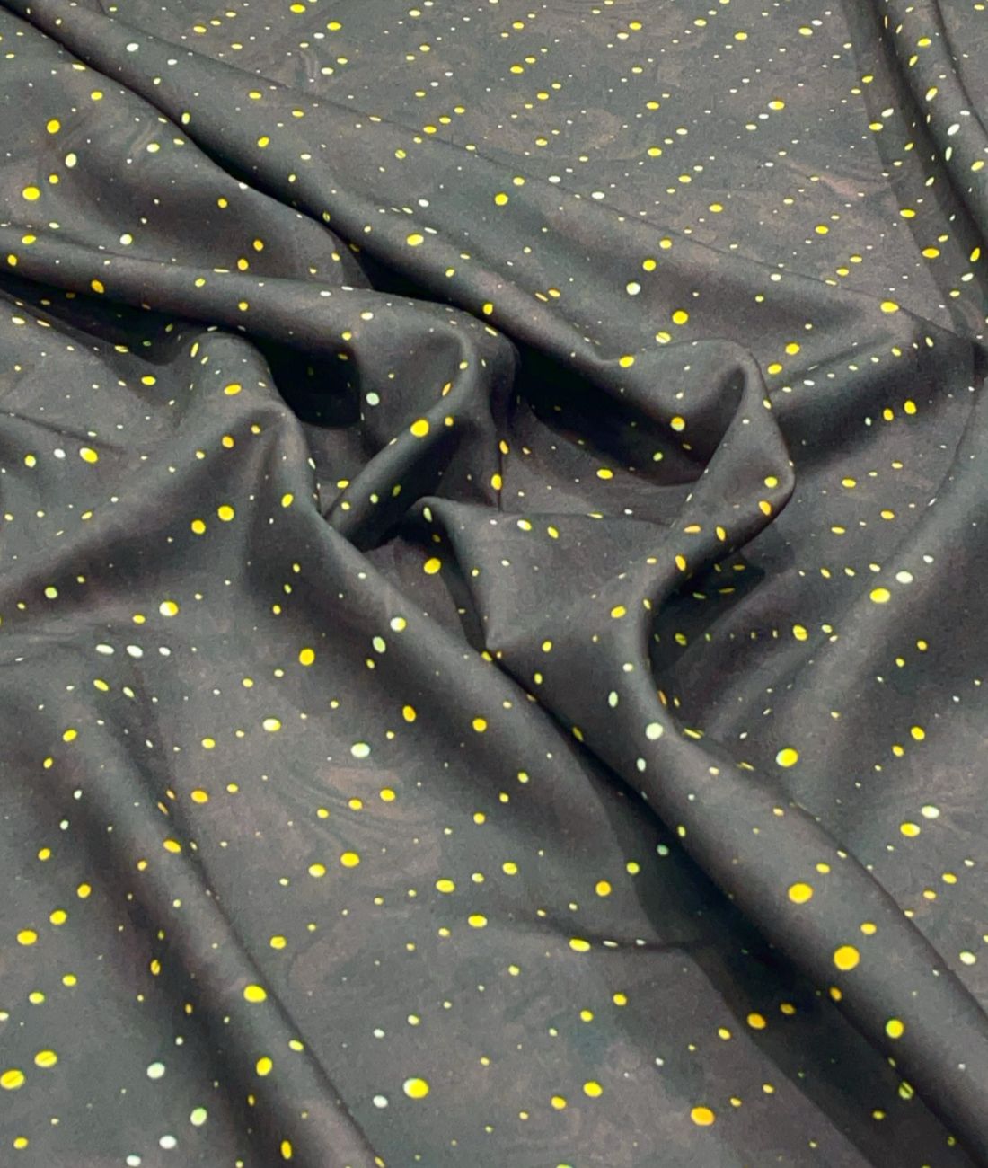 Golden Polka Dot Printed Anti Wrinke Cotton Fabric for Men's Shirts & Kurta
