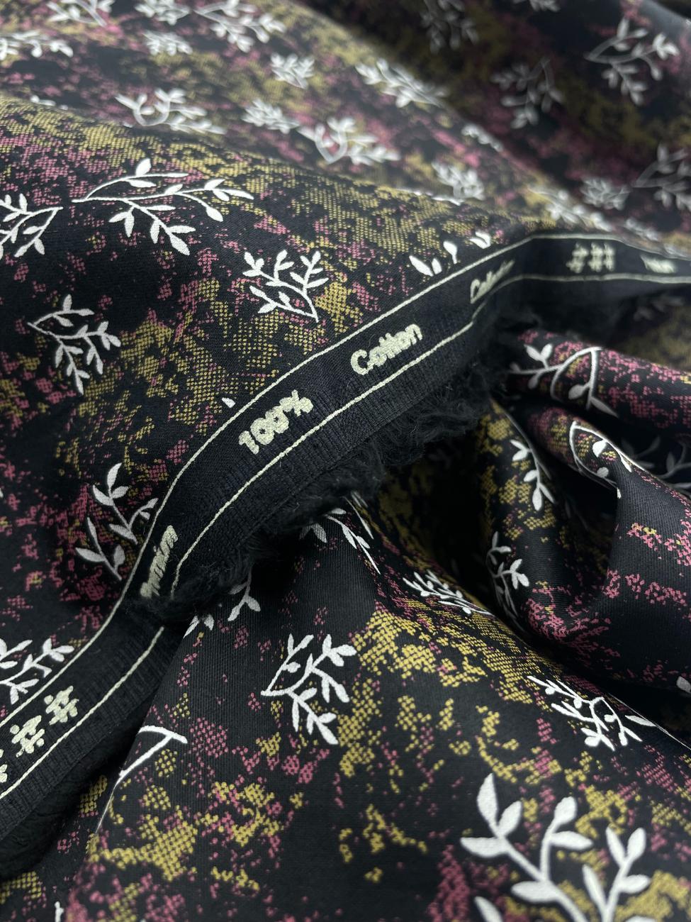 Brunello Ferragamo Floral Dark Print Giza Cotton Fabric