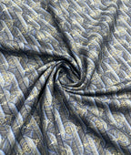 Blue & Gold Elegance Printed Anti Wrinke Cotton Fabric for Men's Shirts & Kurta