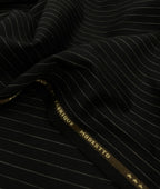 Black Stripe Linen Blend Fabric for Pant by Fabrique Modisto