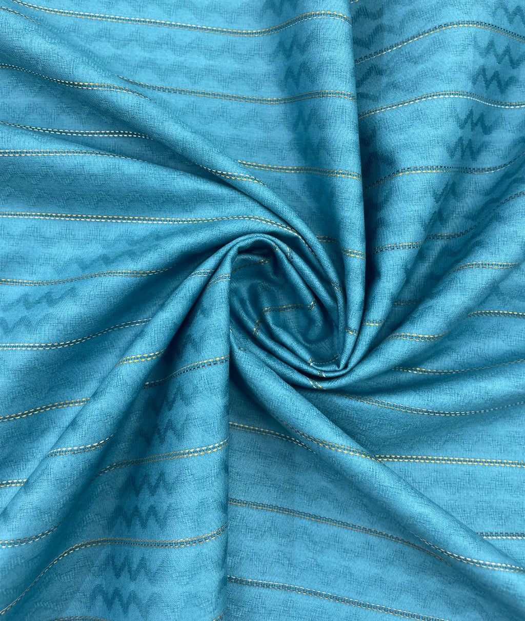 Turquoise Jacquard Giza Cotton Fabric for Shirt & Kurta