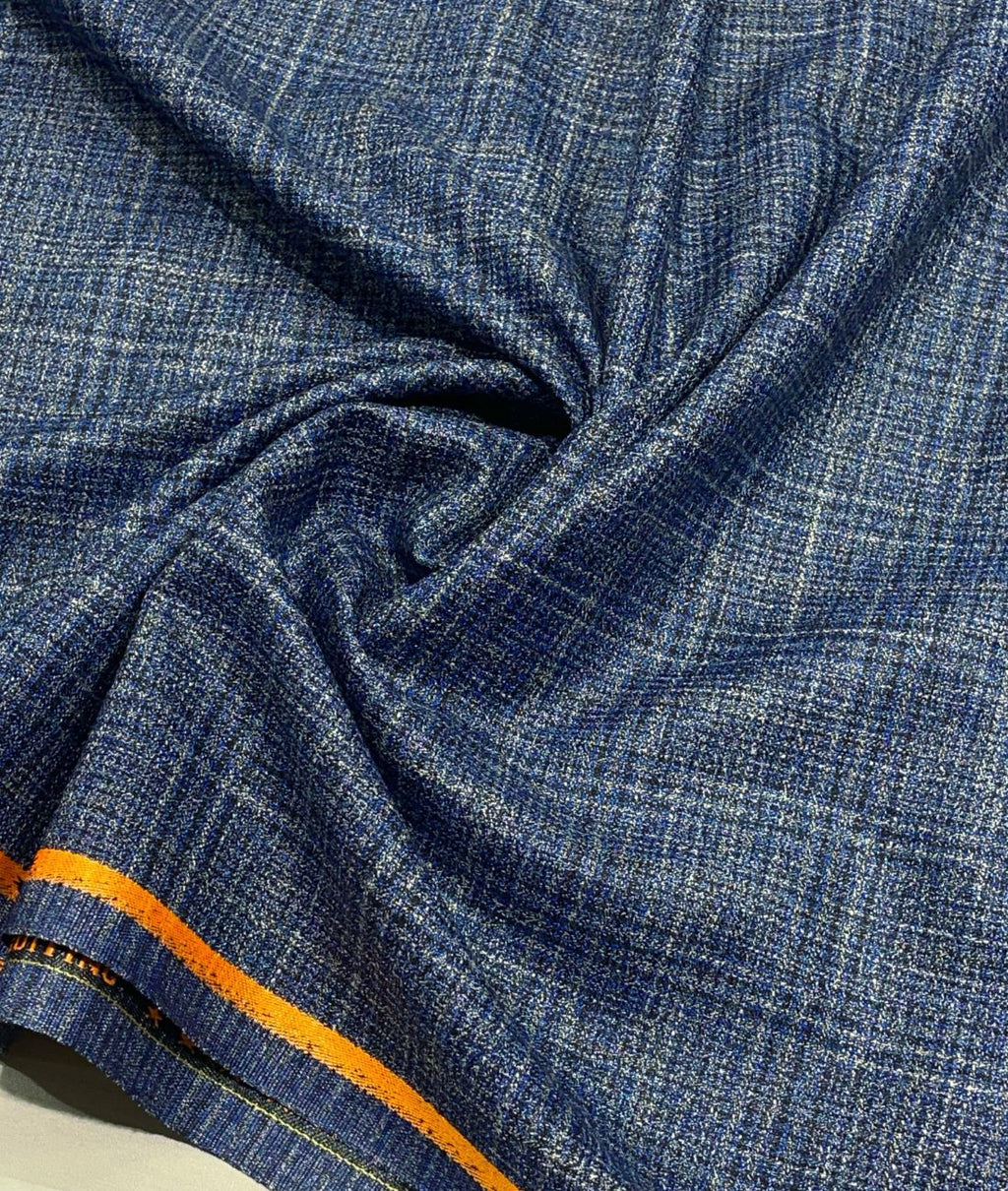 Spaadaa 180's Blue Wool Blend Checks Fabric