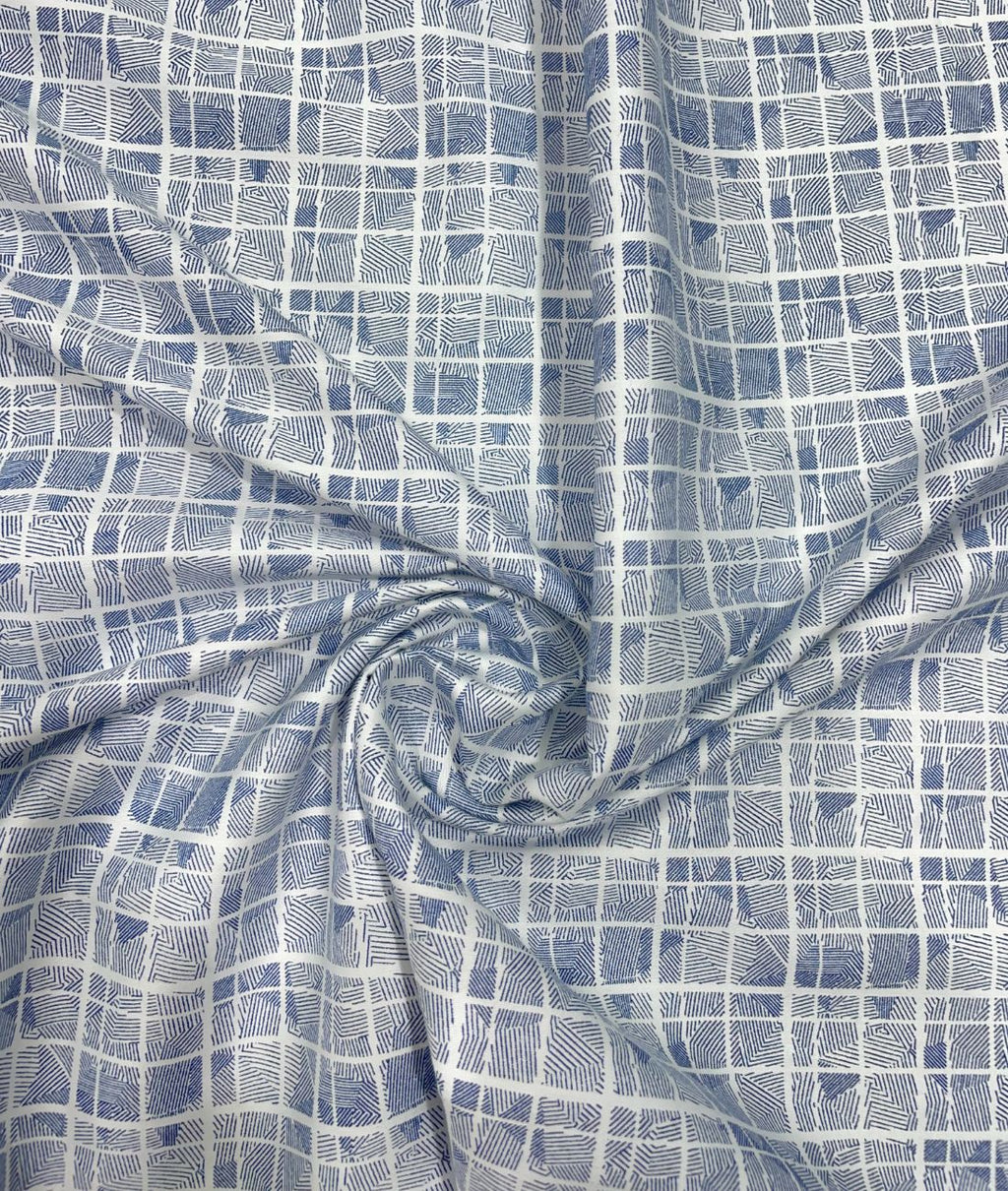 White Abstract Printed Luxury Giza Cotton Fabric for Men's Shirt