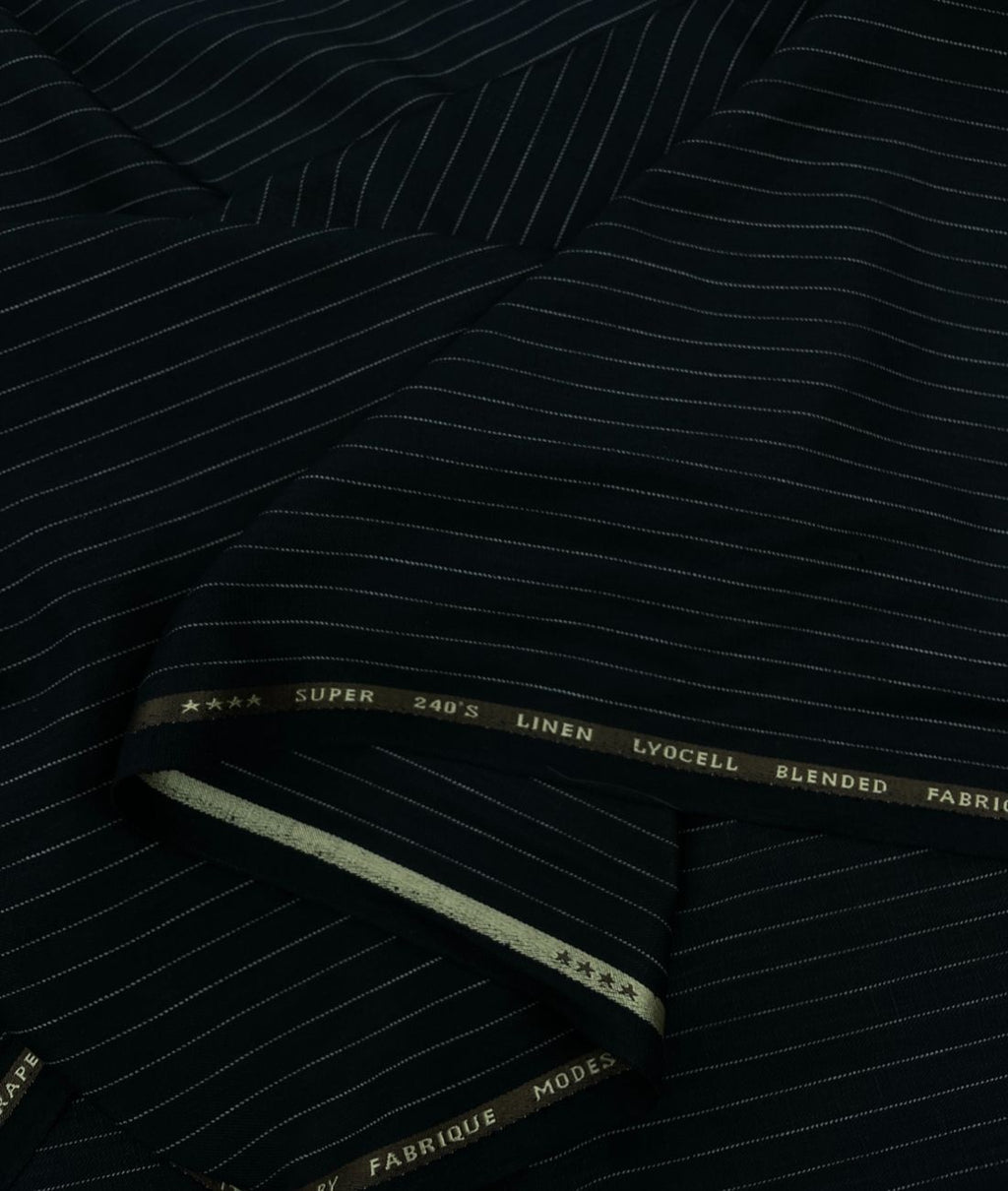 Black Stripe Linen Blend Fabric for Pant by Fabrique Modisto