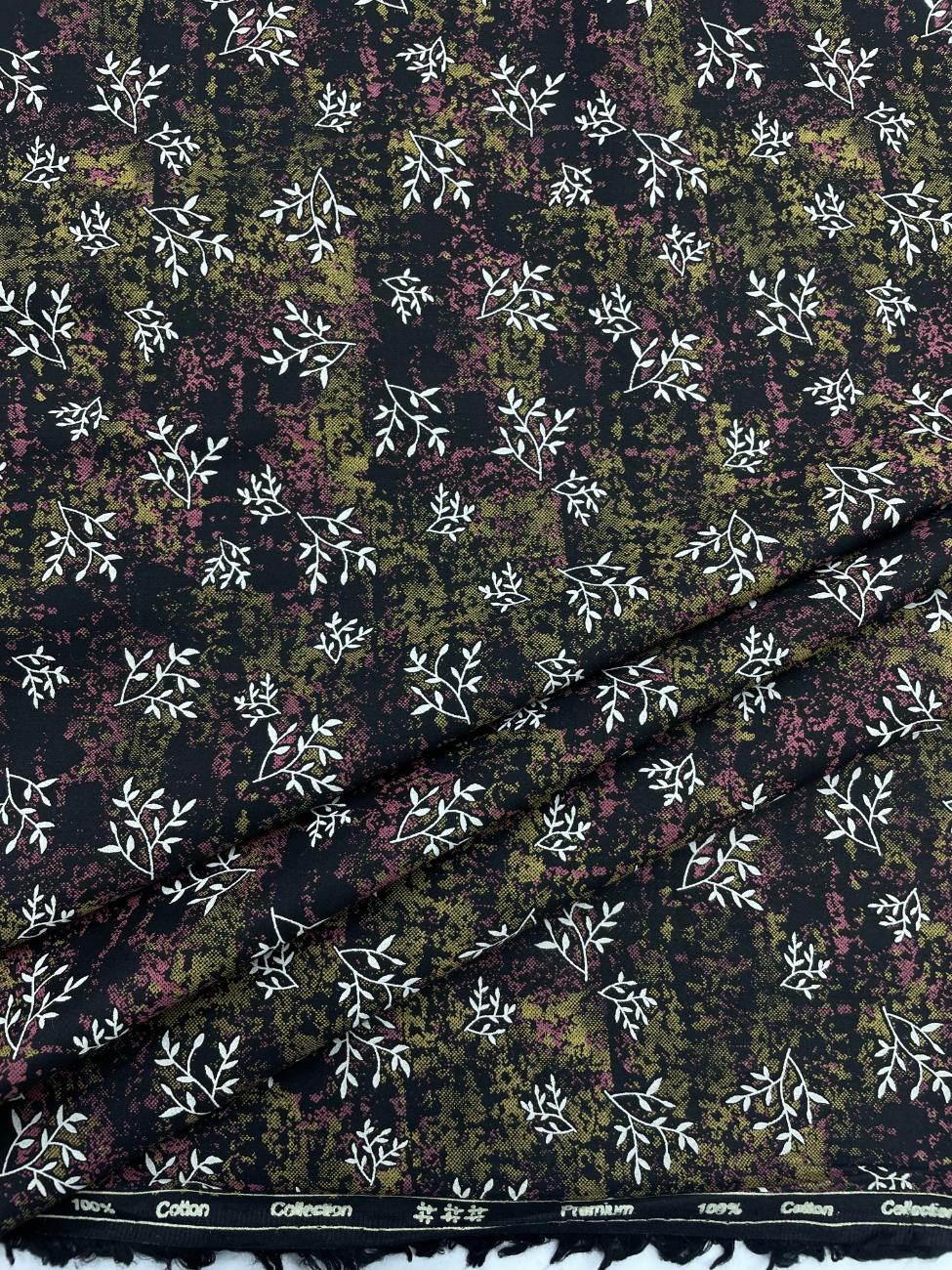 Brunello Ferragamo Floral Dark Print Giza Cotton Fabric