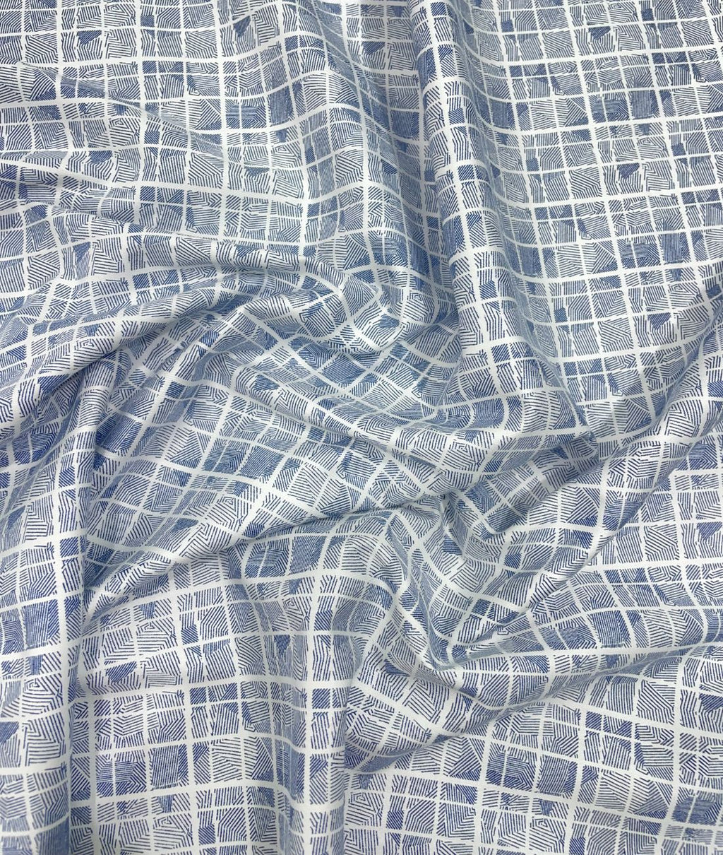 White Abstract Printed Luxury Giza Cotton Fabric for Men's Shirt