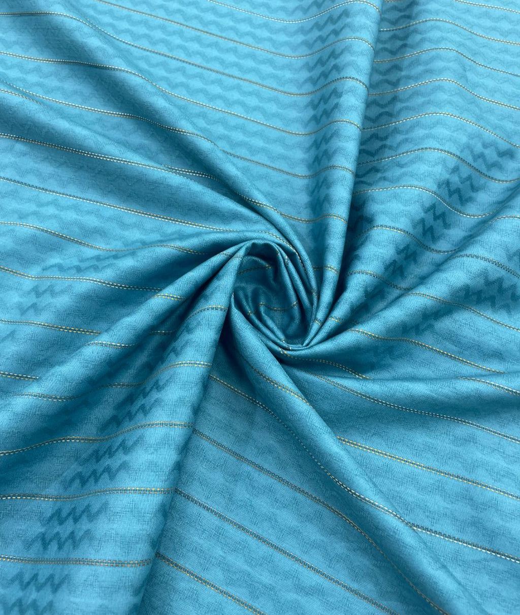 Turquoise Jacquard Giza Cotton Fabric for Shirt & Kurta