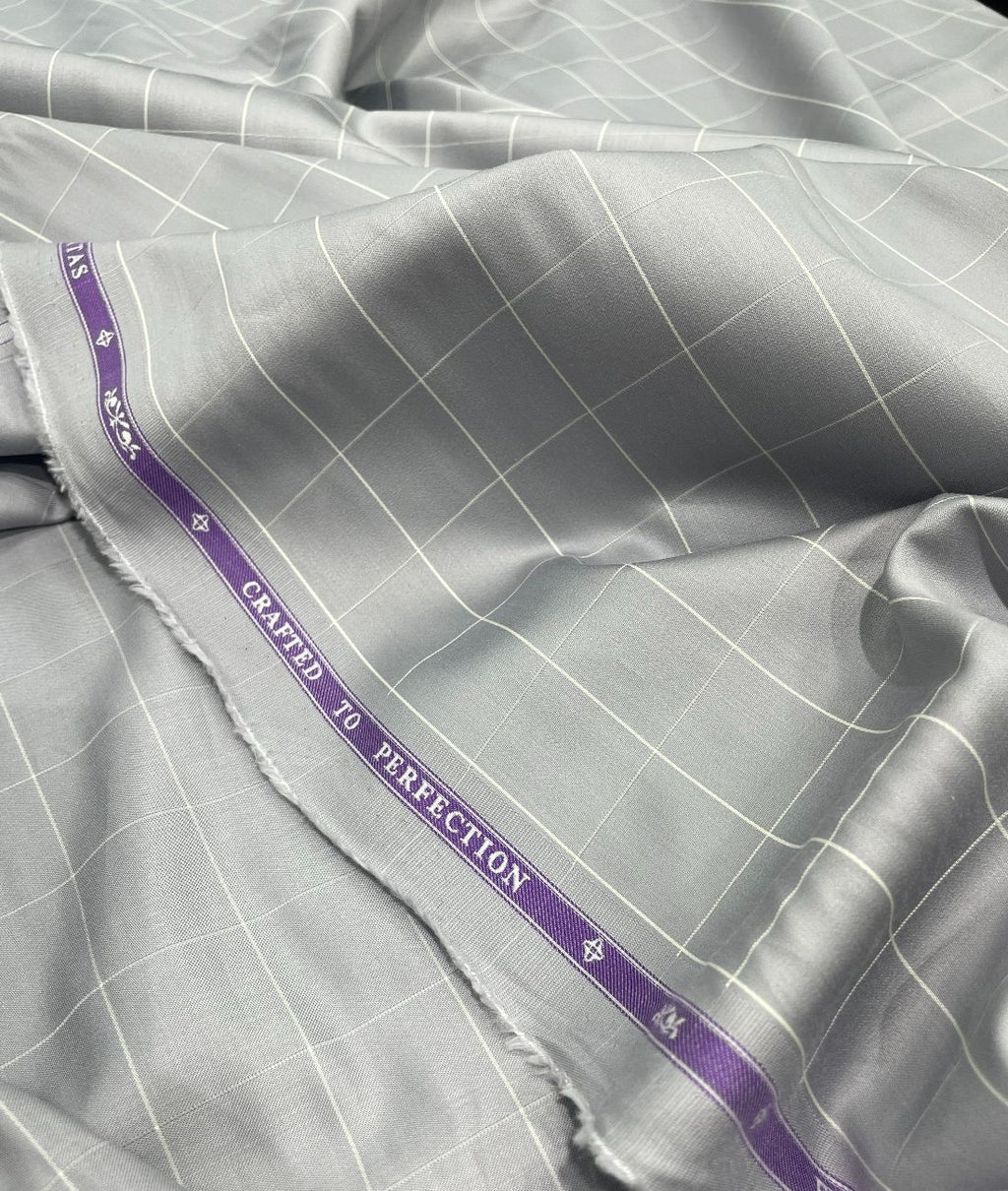 Soktas Checks Luxury 2 Ply Giza Cotton Fabric for Men's Shirts